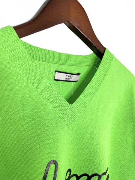 NON TOKYO(ノントーキョー) PRINT V-NECK KNIT / NEON GREEN