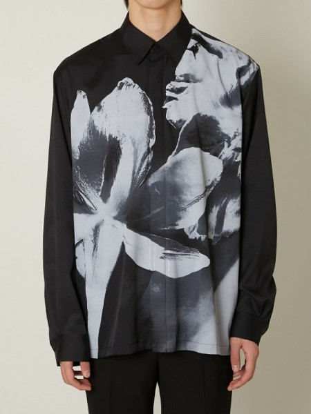 TAAKK(ターク) FLOWER PRINT SHIRTS / BLACK