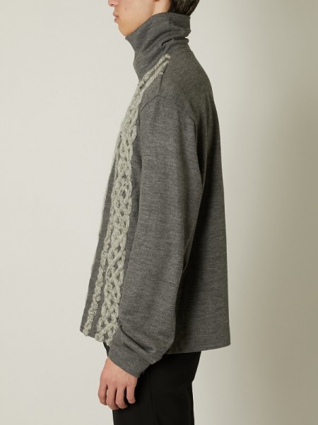 TAAKK(ターク) CABLE EMBROIDERY KNIT  / GRAY