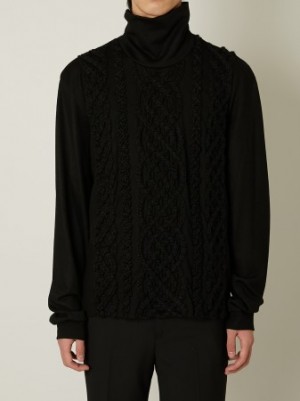 TAAKK(ターク) CABLE EMBROIDERY KNIT  / BLACK