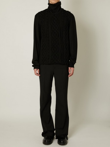 TAAKK(ターク) CABLE EMBROIDERY KNIT  / BLACK